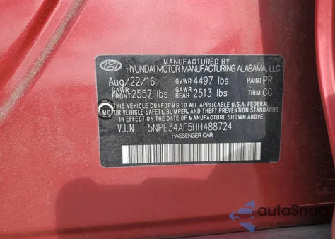 2017 Hyundai Sonata Sport from USA, damaged, VIN 5NPE34AF5HH488724